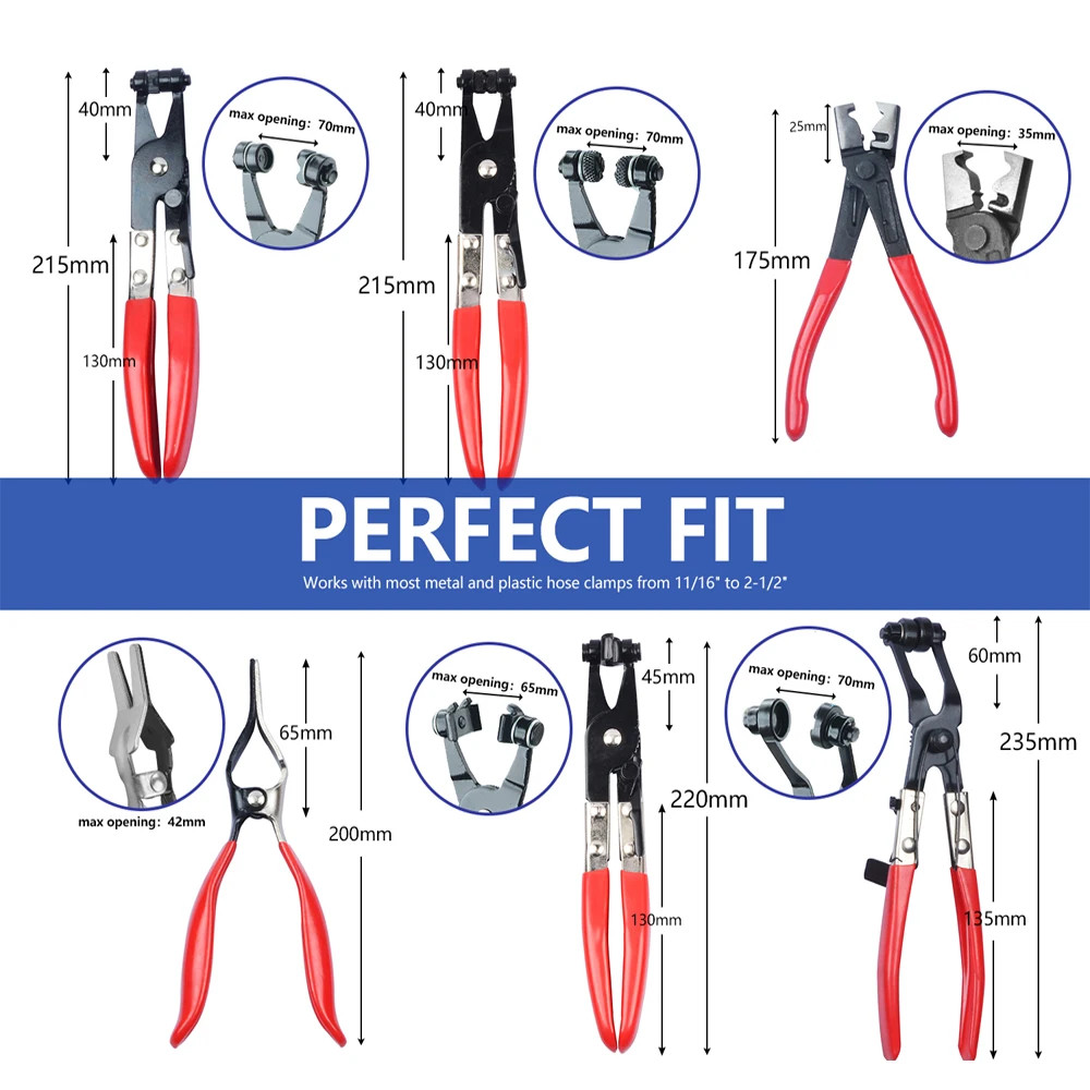 9Pcs Auto Hose Clamp Ring Plier Set Flexible Wire Cable Type Joint Boot Clamps R