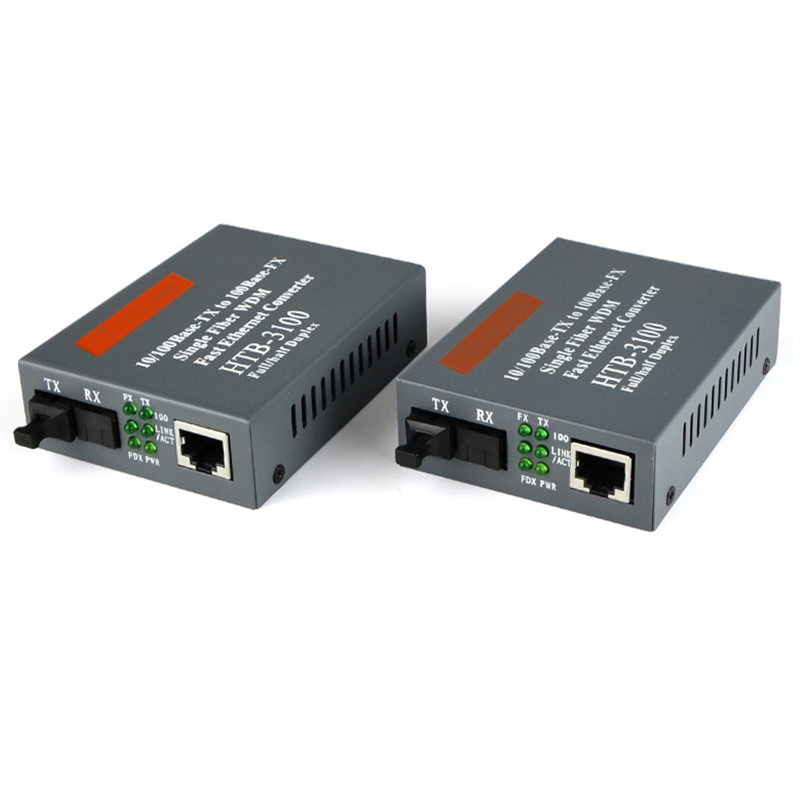 1 Pair Fiber Media Converter Adapter 10/100M SM Single Fiber SC Port 25KM c