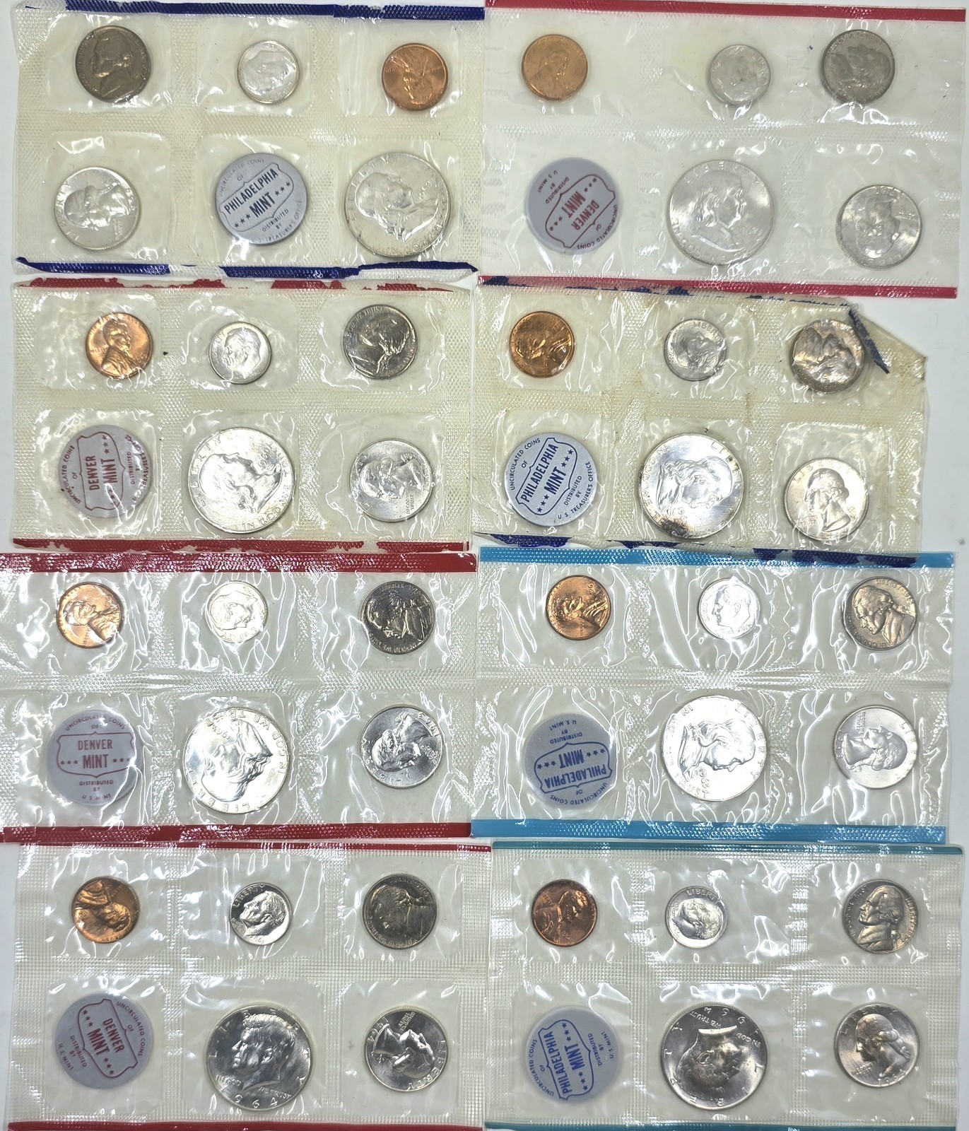 1959 P; 1960, 1963, 1964 P D; 1962 D US MINT UNC. SETS  *90% SILVER* 24 COINS
