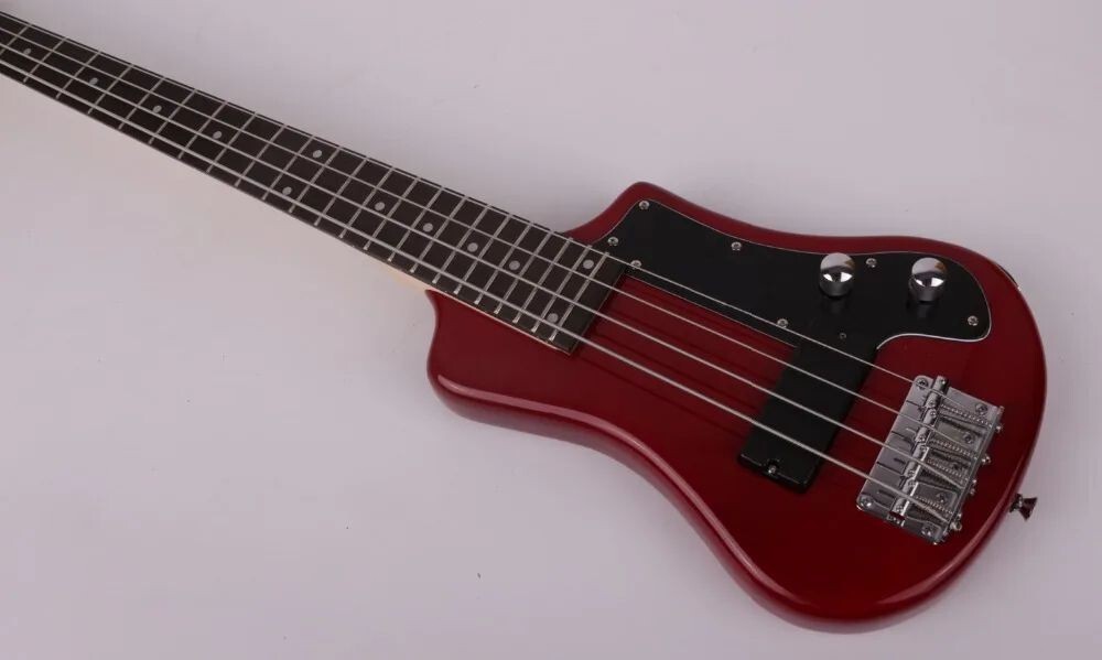 Right Hand Portable electric bass guitar mini travel kid bass with gig bag strap