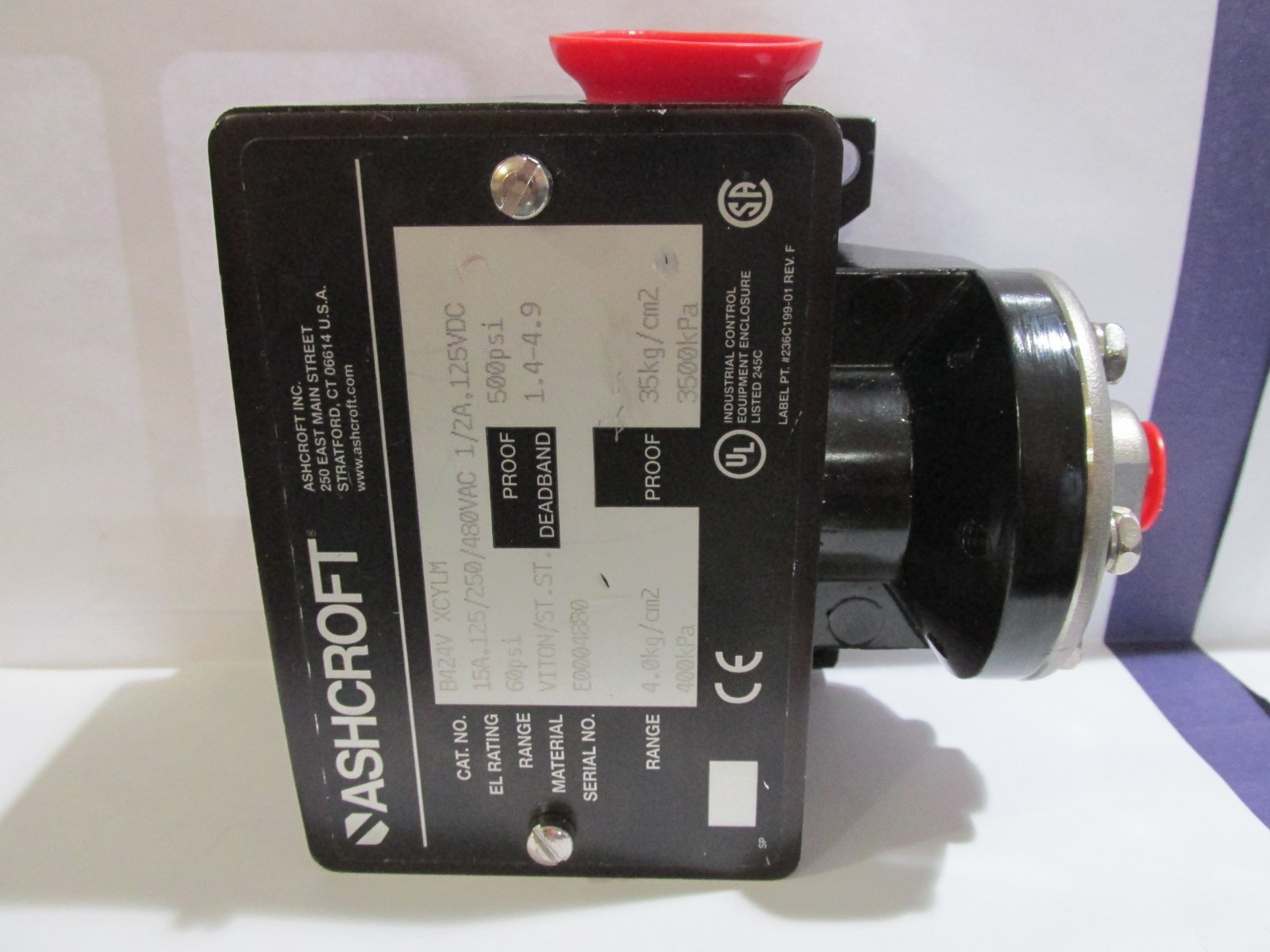 Ashcroft B424V XCYLM 60 PSI Pressure Switch