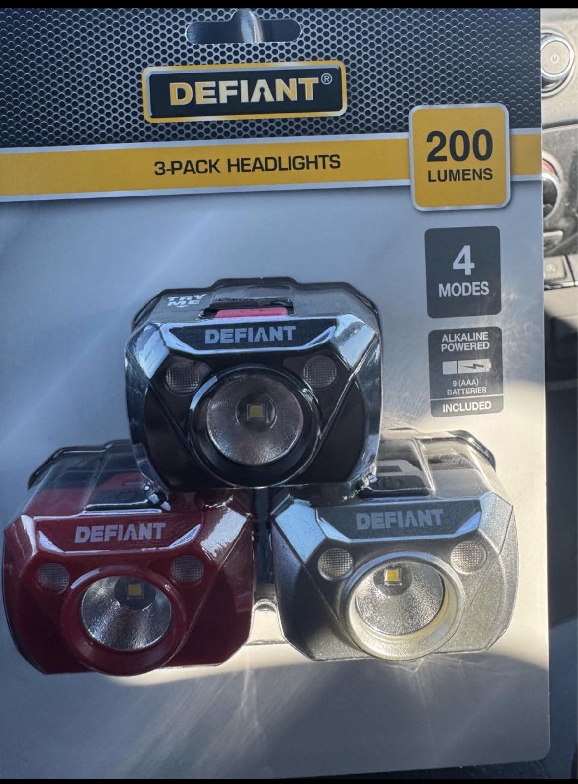 Defiant 3-Pack LED Headlamps 200 Lumens 4 Modes AAA Batteries Included