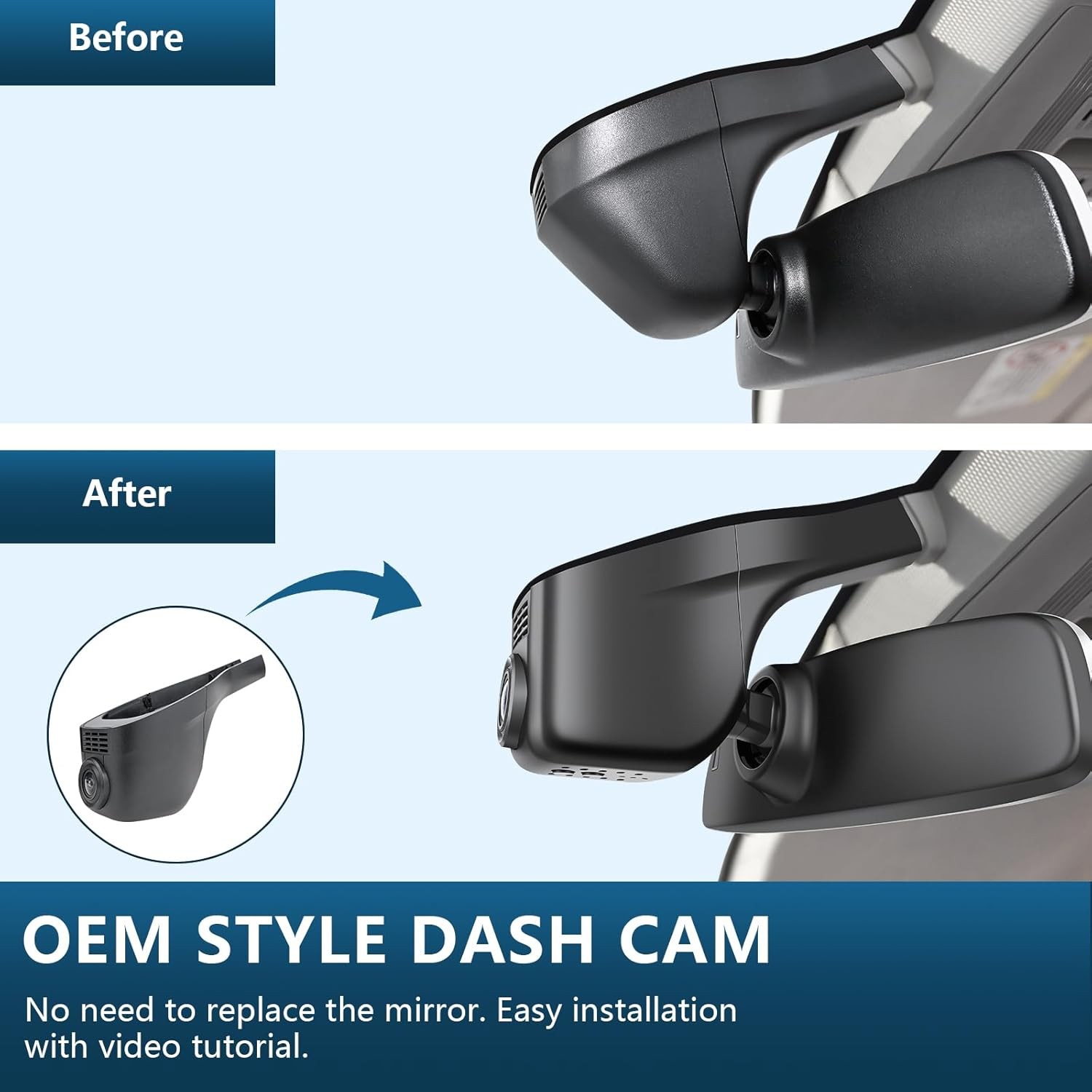 Front 4K/Rear 1080p Dash Cam for VW Passat B8 2015-2024 App WiFi Loop Recording