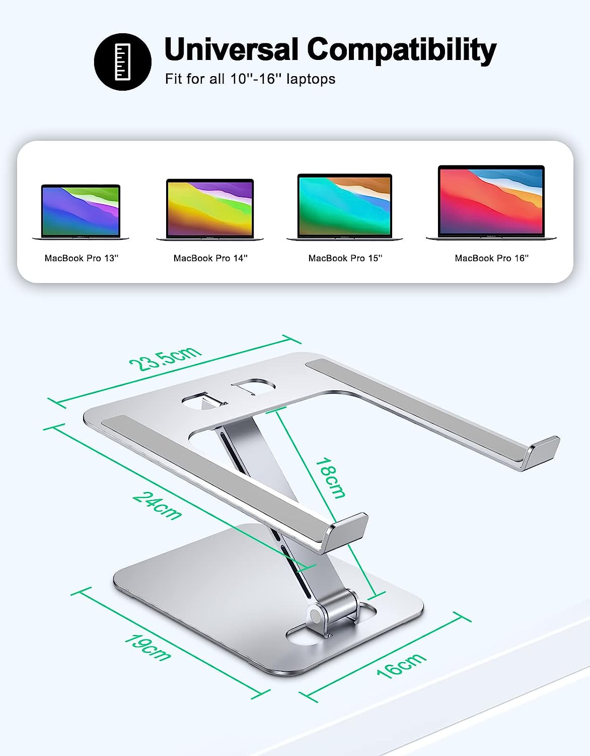 Foldable Laptop Stand, Height Adjustable Ergonomic Computer Stand for Desk, Alum