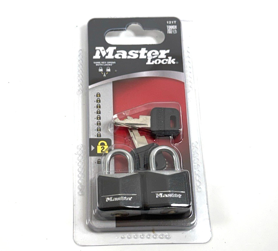 Master Lock Mini Black Keyed Padlock 2 Pack Package Model 121T