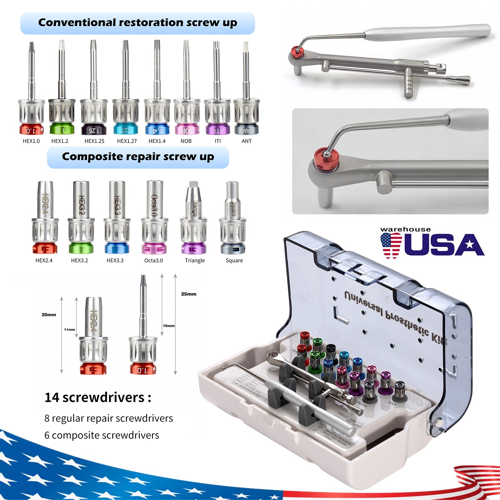 Universal Implant Prosthetic Kit-Screwdriver Multi-Unit Abutment Driver Wrench