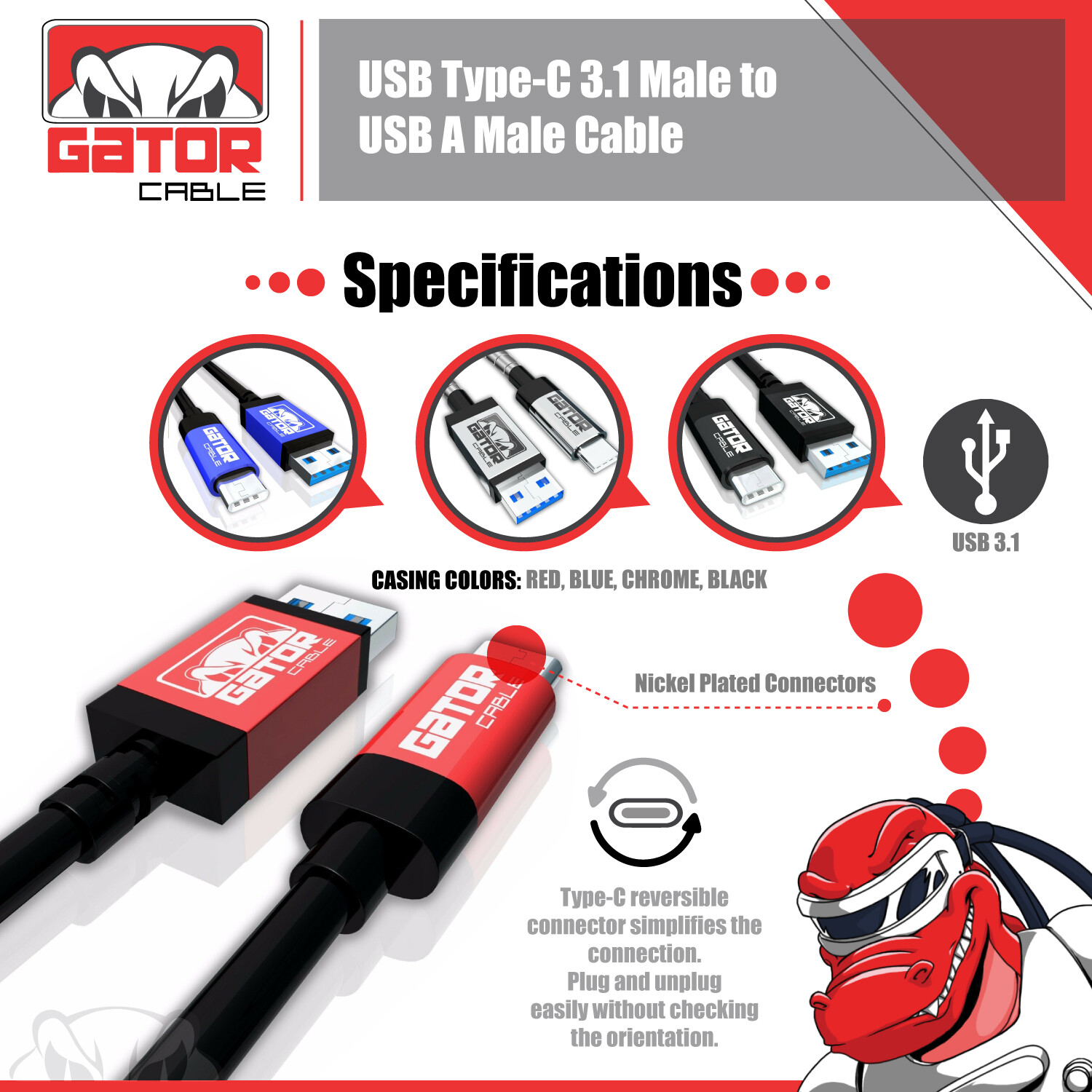 USB-C To USB-A 3.1 Phone Fast Charger Cable Data Sync Type C Cord Universal