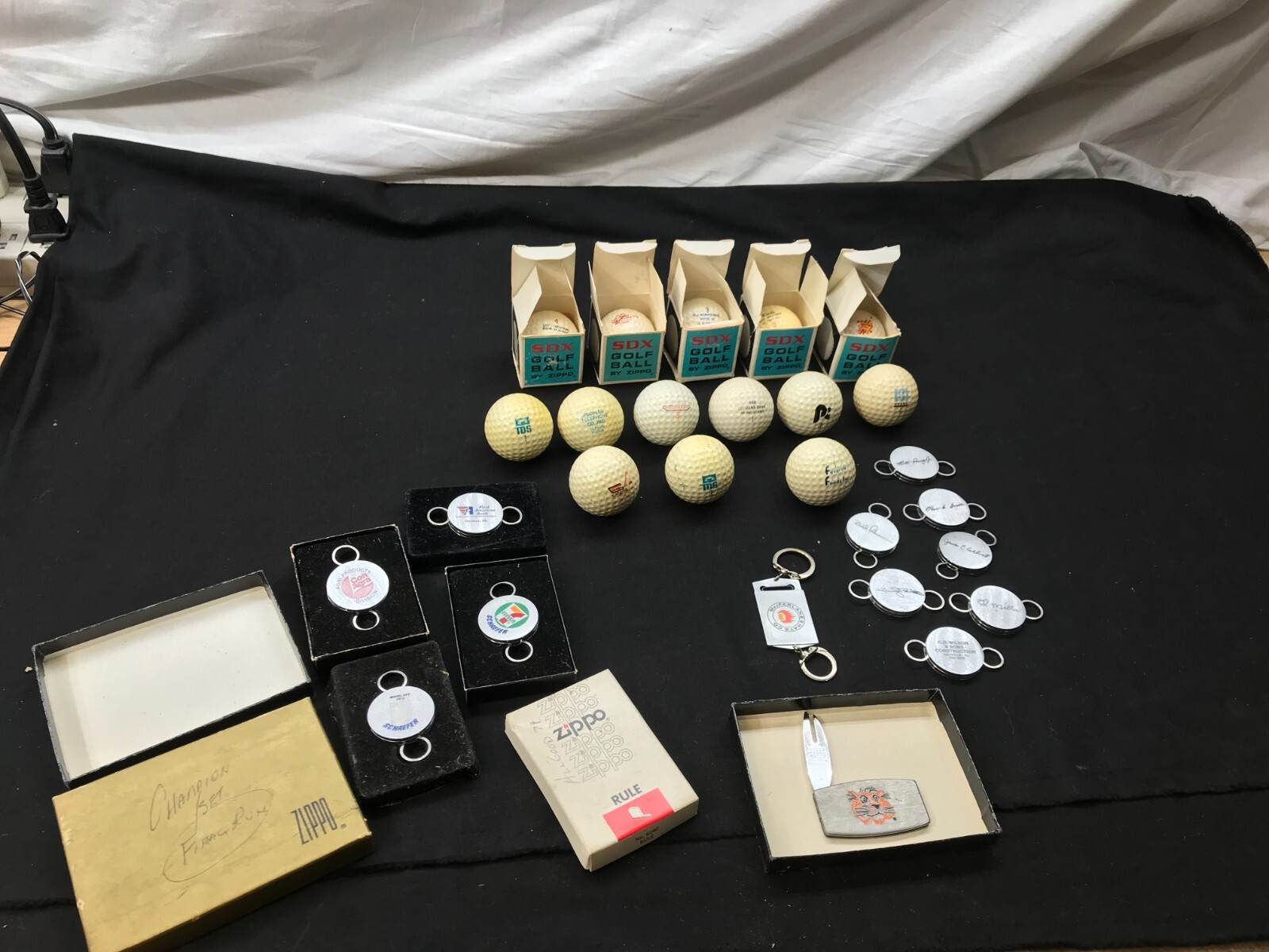 VINTAGE Zippo Salesman samples Enco Greenskeeper Golf Balls Marker Key Chain LOT