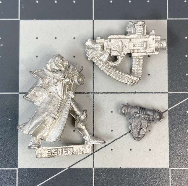 40K SISTERS OF BATTLE w/ HEAVY BOLTER Adepta Sororitas KILL TEAM GW metal BZ26