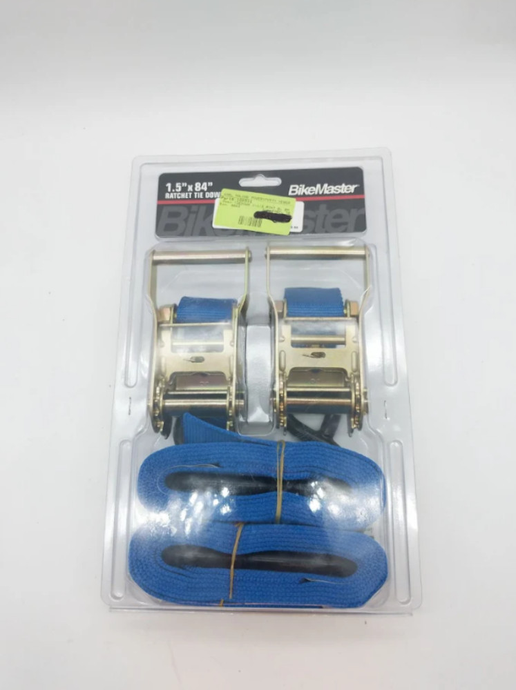 Bikemaster Blue 1.5" X 84" Nylon Heavy Duty Ratchet Tiedowns 100531