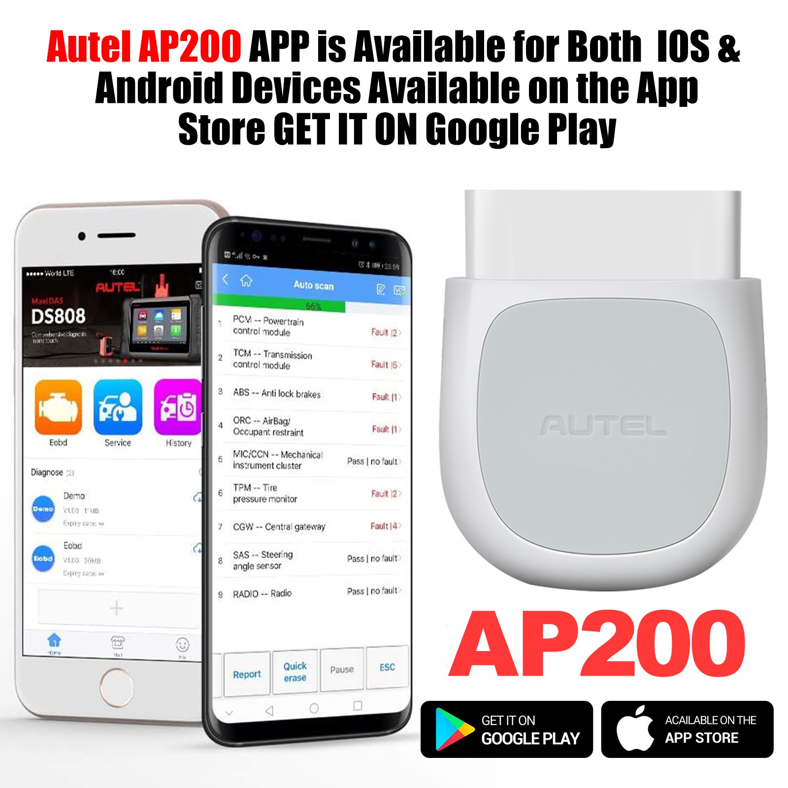 Autel MaxiAP AP200 Bluetooth OBD2 Scanner Code Full System Diagnostic TPMS IMMO