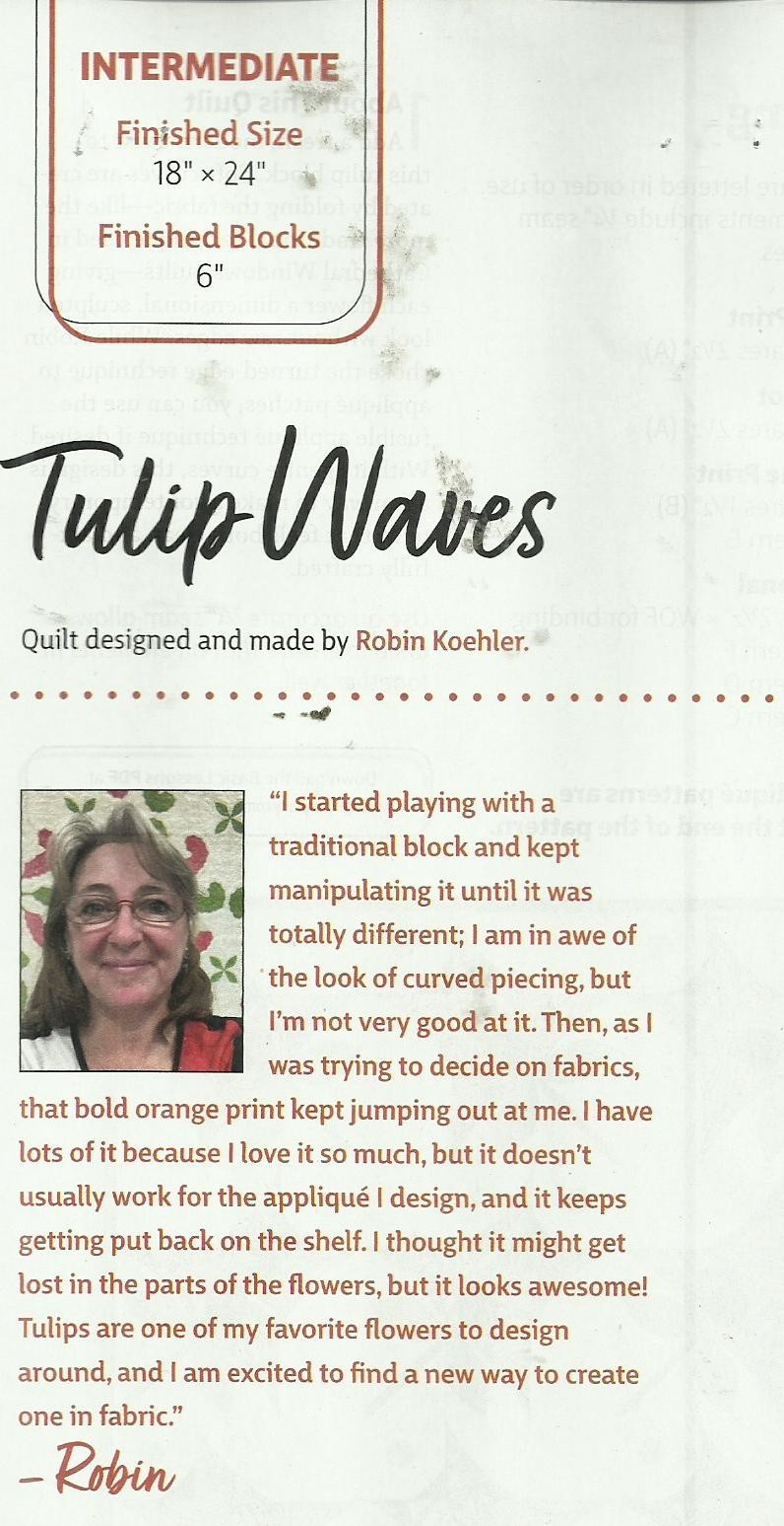 C0558 TULIP WAVES WALLHANGING QUILT PATTERN/INSTRUCTIONS