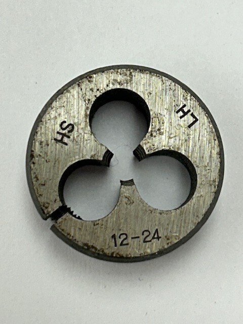 12-24 x 1" OD HIGH SPEED STEEL Round Adjustable Die UNC LEFT HAND NEW SHELF WORN