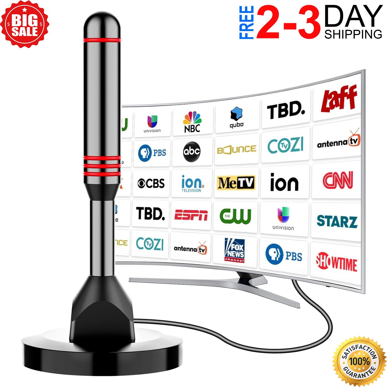 Antena De TV Television Digital Para TV Para Interior HD Canales Gratuitos 1080P