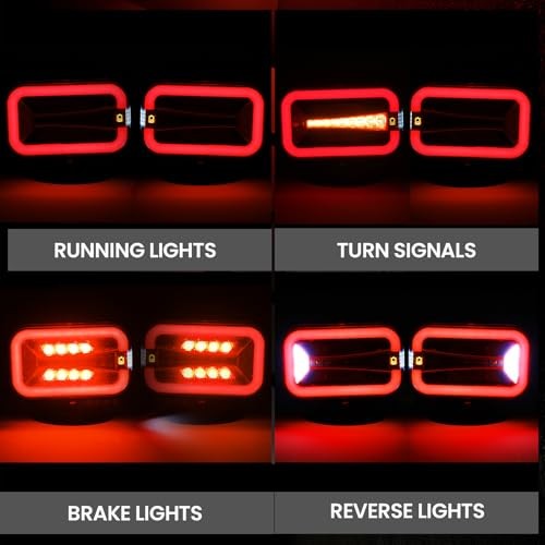 Wireless Trailer Lights Kit Magnetic – Rechargeable LED Tail Light, 90°