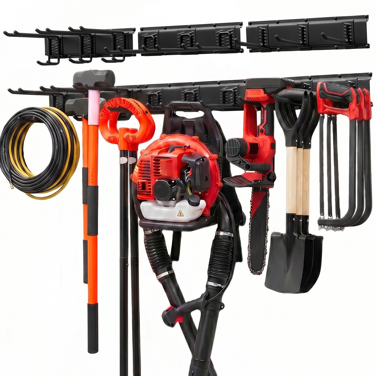 Uimoso Garage Wall Tool Organizer Rack 49.5" 600lbs Capacity with 3Rails&9Hooks