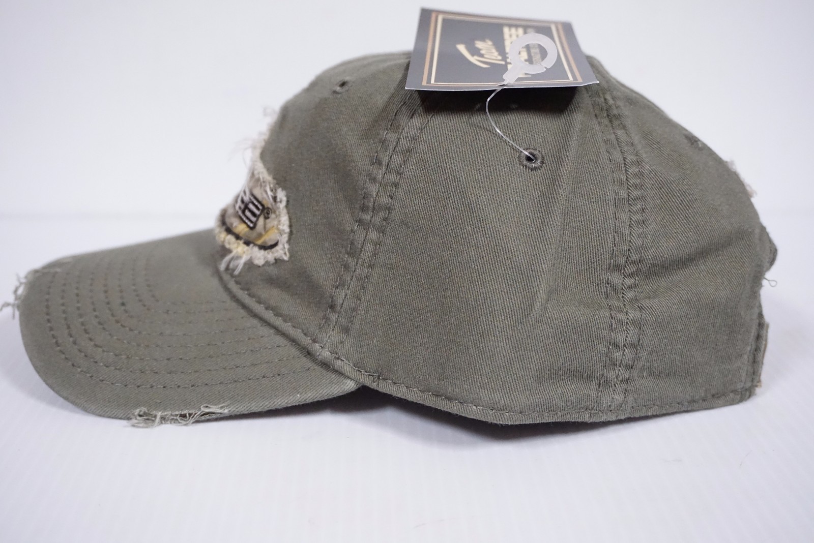 Team Realtree Distressed Adjustable Strap Baseball Hat Cap - Olive Green & Camo