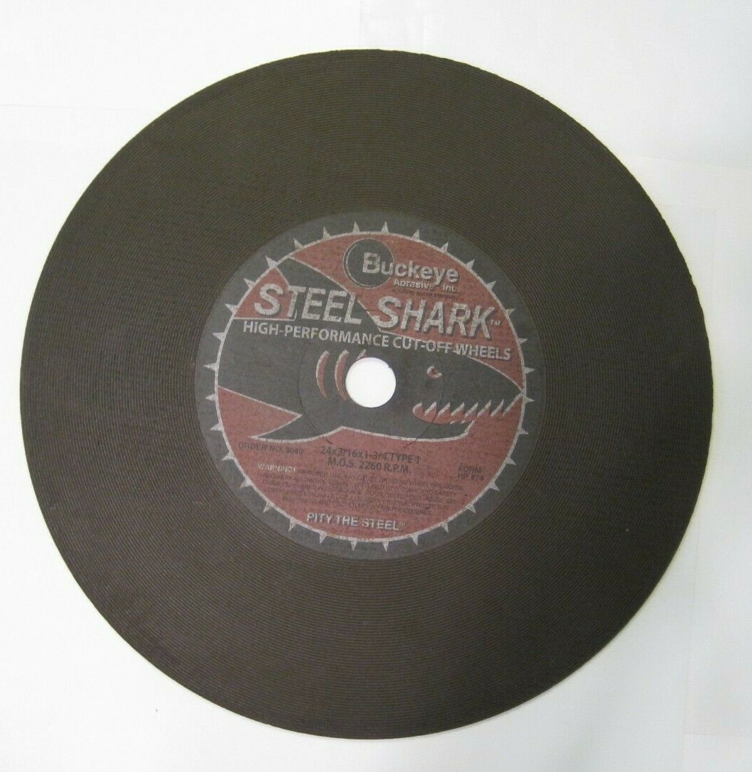 Buckeye 24" Steel Shark Type 1 Cut-Off Wheel (24" x 3/16" x 1-3/4") - 2260 RPM -
