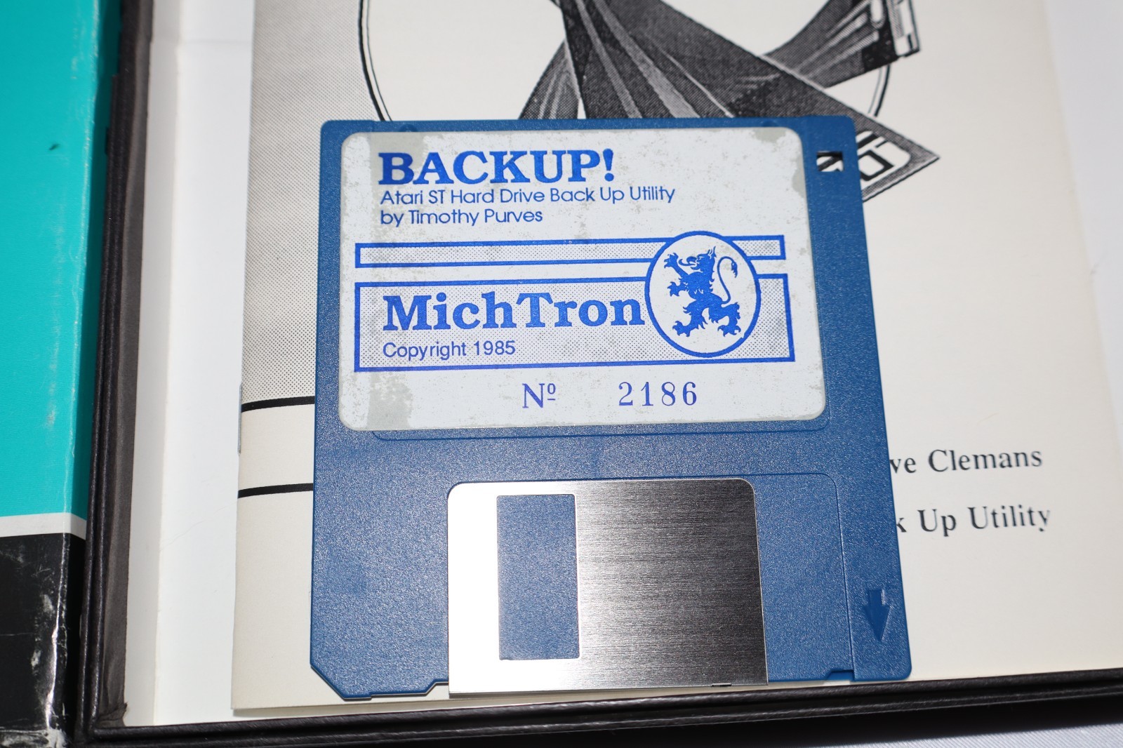 1985 Atari ST Backup Complete w manual floppy disk & Box Michtron 1980s Computer