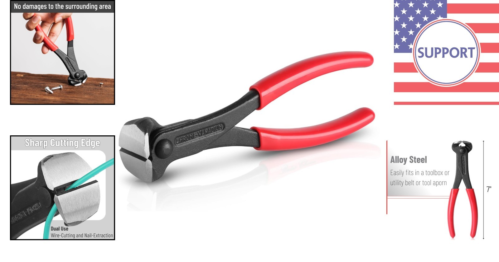Professional 7-Inch Steel Nail Puller with Non-Slip Handle for Effective Use