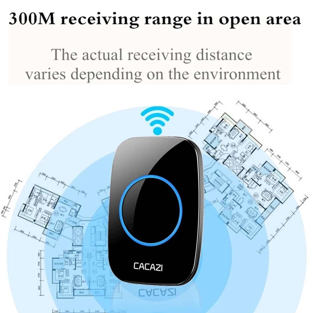 2Wireless Doorbell Chime Waterproof Plugin Receiver Adjustable Volume 1000FT Kit