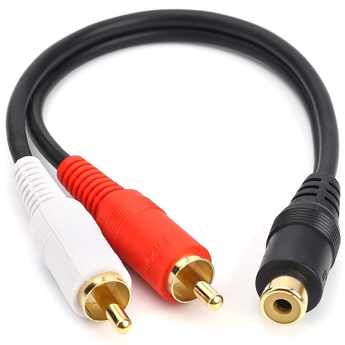 JSJ RCA Female to 2 Male Y-Cable Stereo Audio F - 2 M/0.5FT, Gold