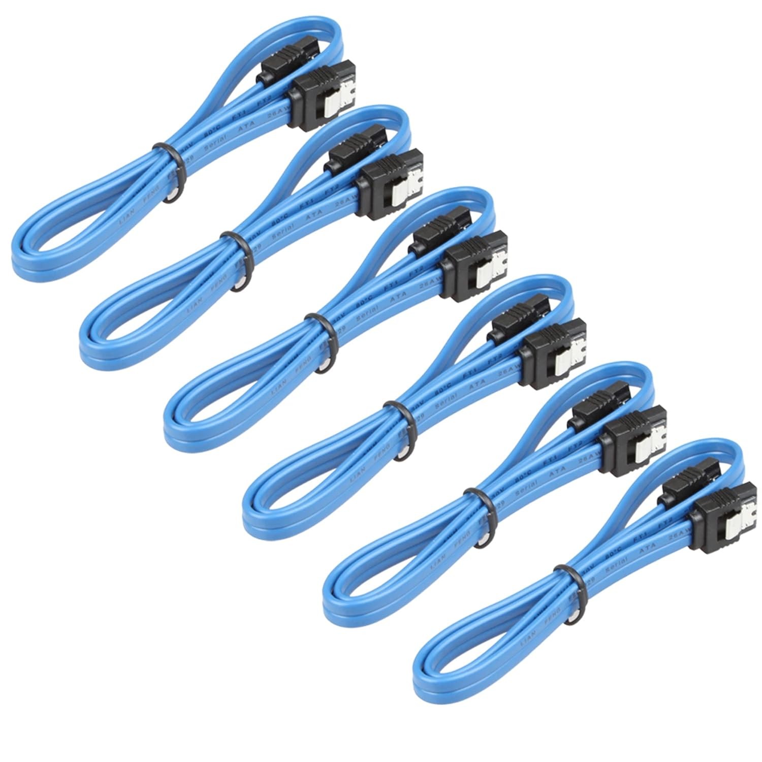 6Pack Straight SATA III Cable 6.0 Gbps L=24 Inches 6 Gbps Data (6Pack Blue)