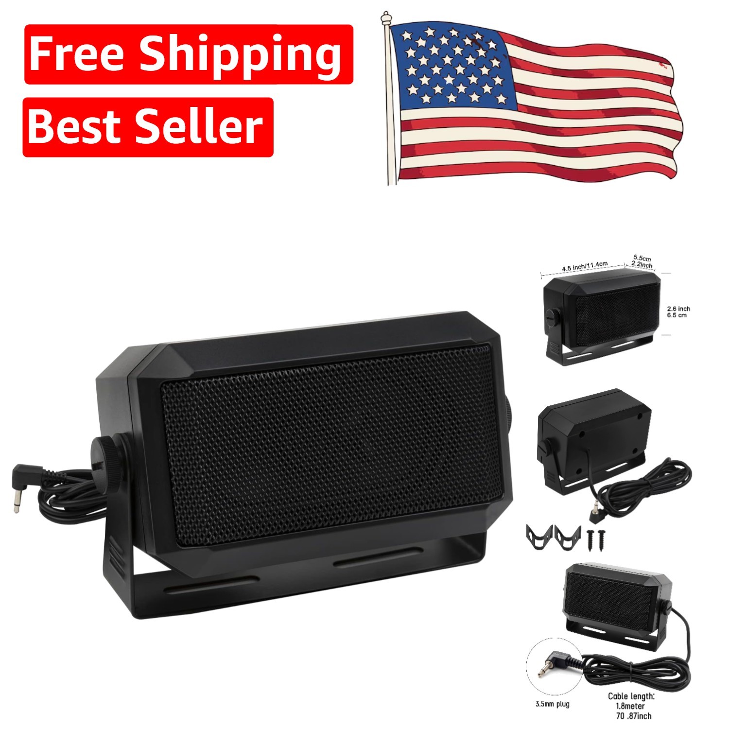 5W Wall-Mountable Speaker for Ham Radio & CB Communications - Lightweight Design