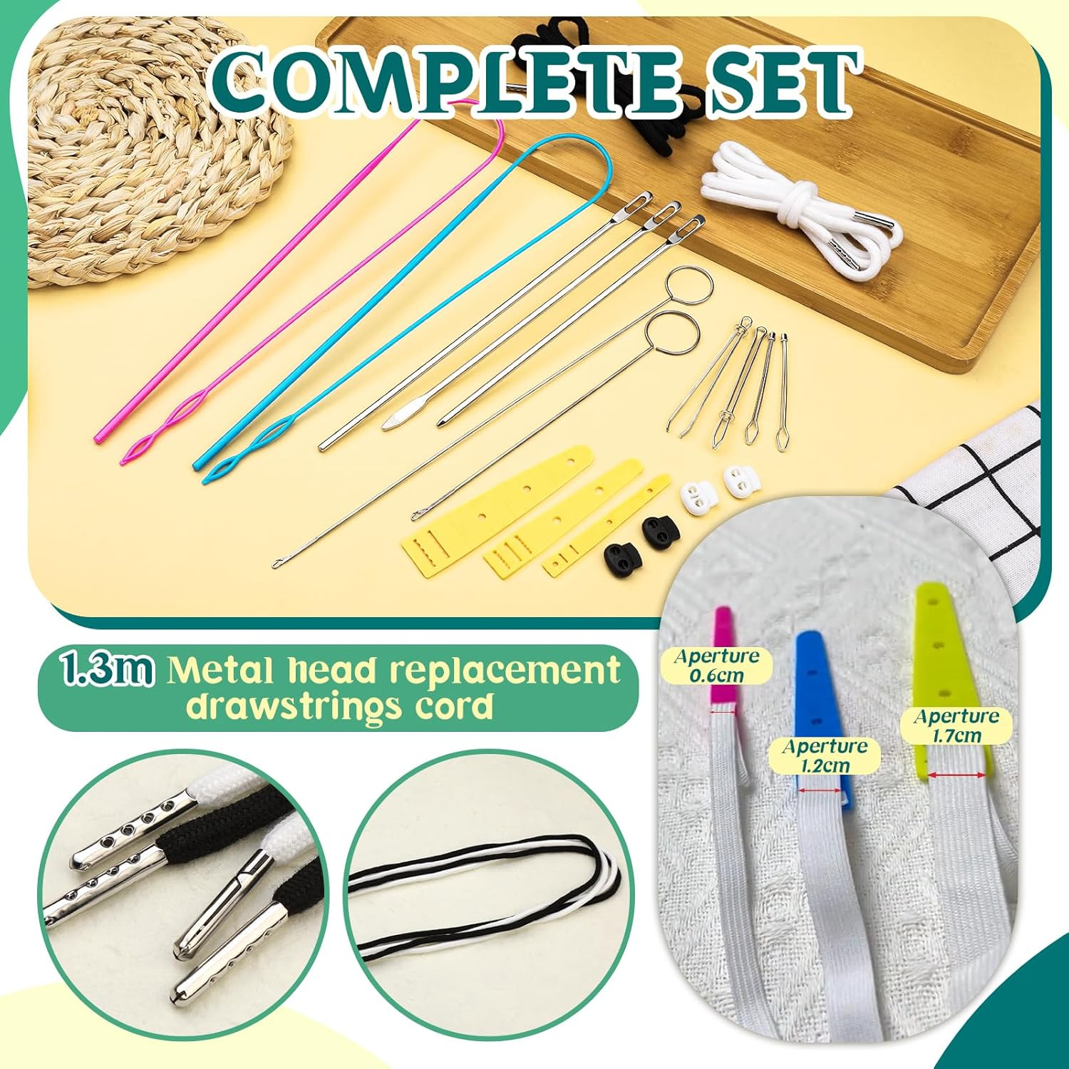 14 Pieces Bodkin Threader Drawstring Threader Set Drawstring Replacement Tools