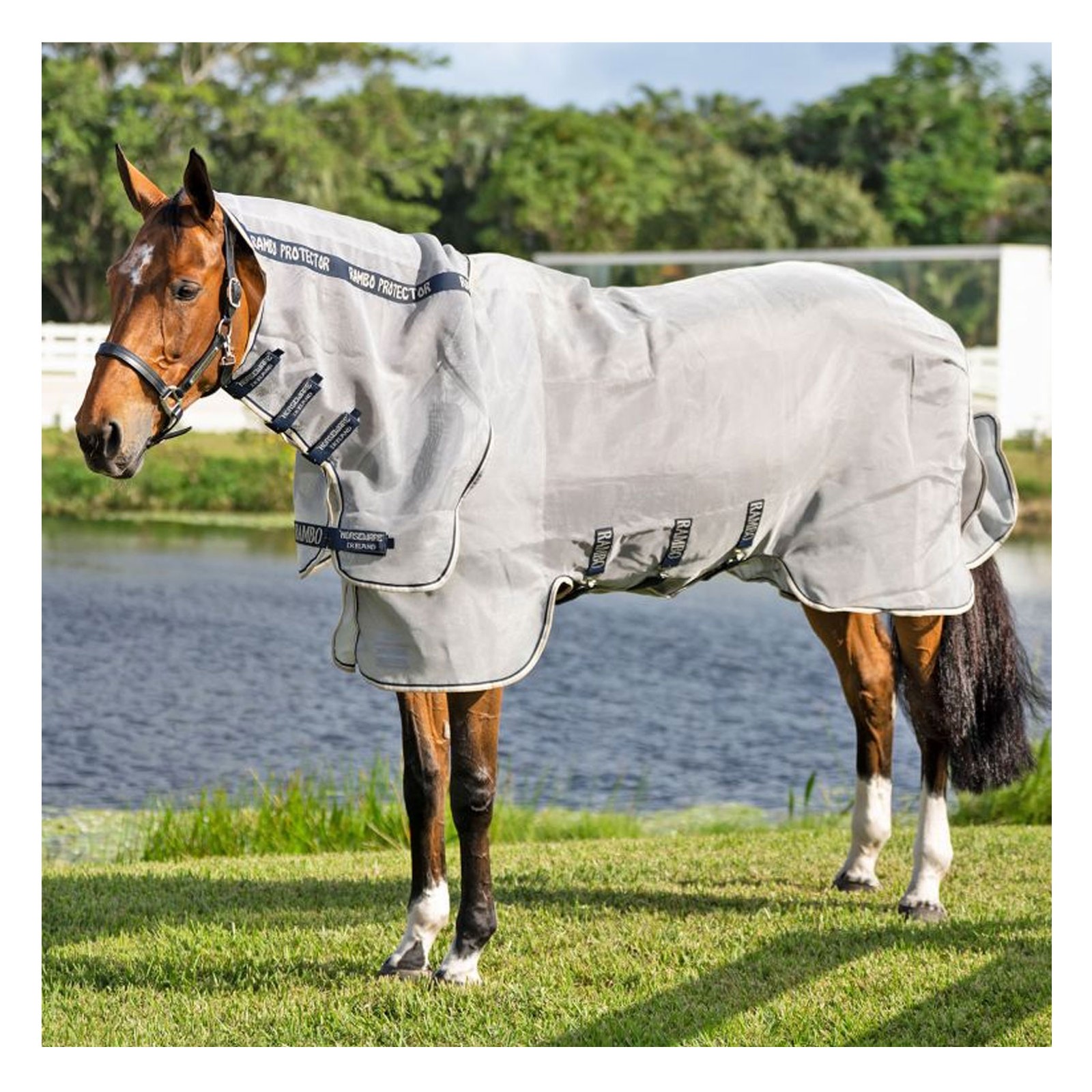 HORSEWARE IRELAND Rambo Protector Integrated Silver/Navy/White/Beige Fly Sheet