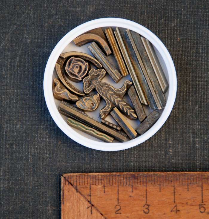 Lot of brass ornaments lines bookbinding gilding bookbinder leather Art Nouveau*