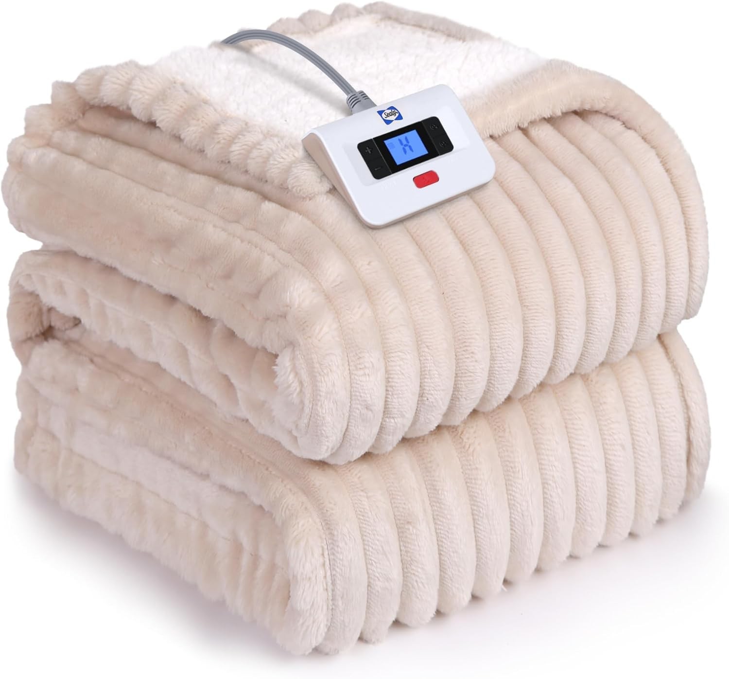 Electric Blanket Full Size Soft Ribbed Flannel to Sherpa Reversible Heated