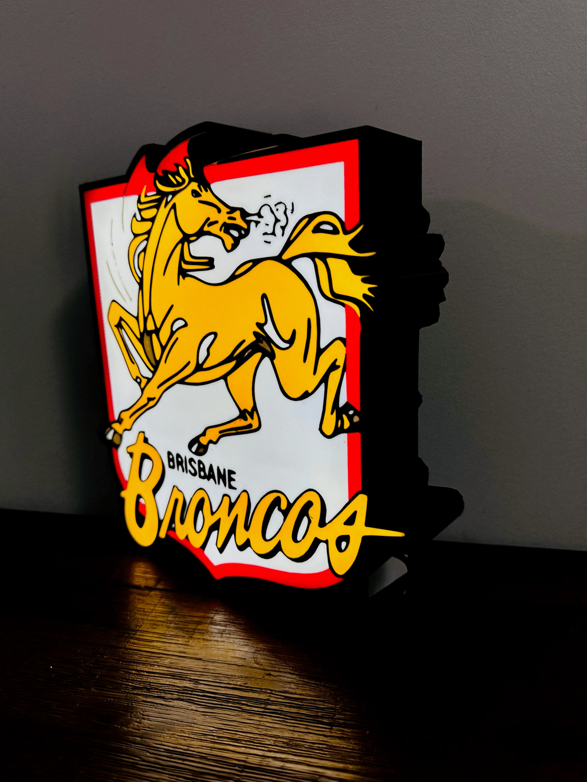 Brisbane Broncos Team (old) Logo - LED Light up sign / LED night light
