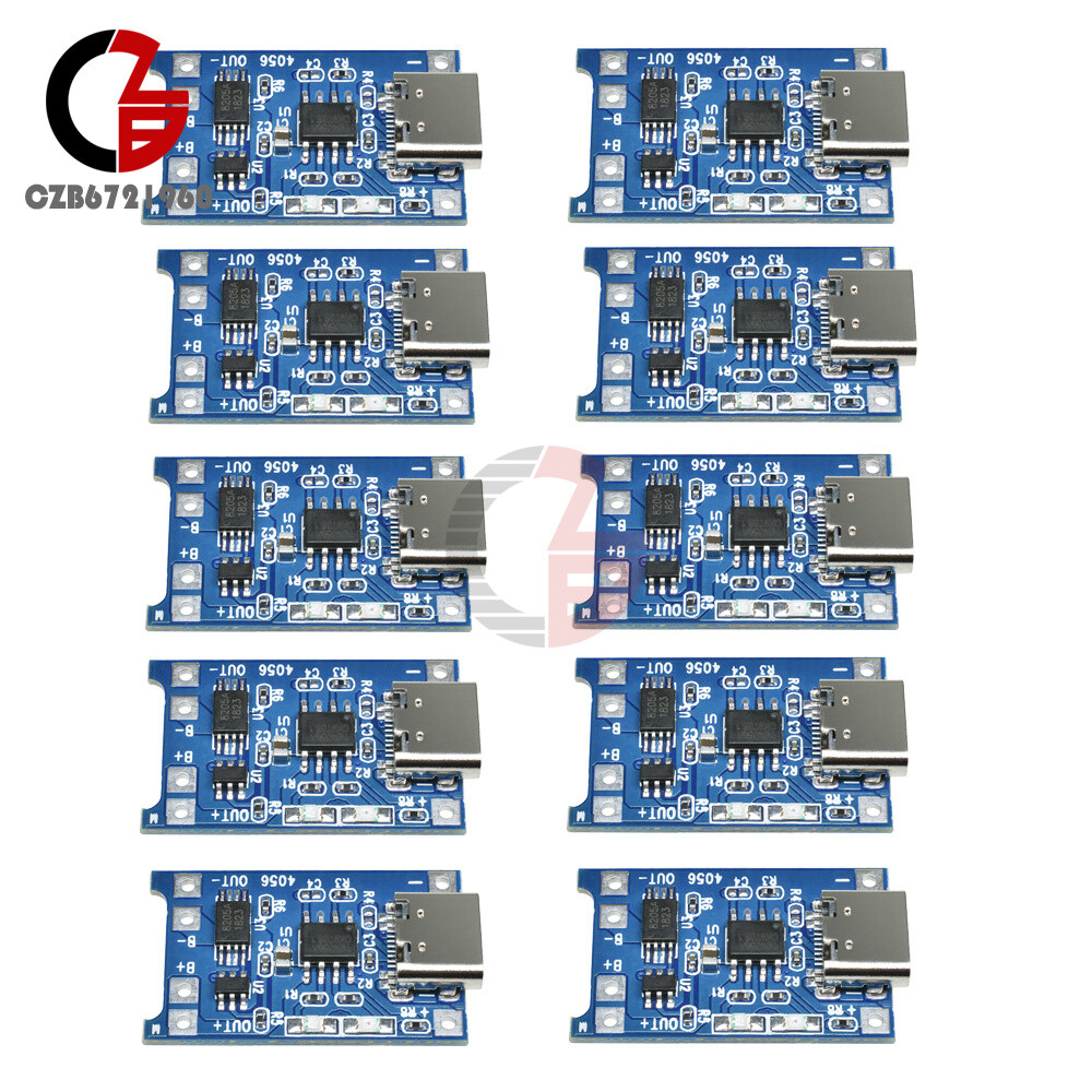 10x TC4056A TYPE C USB 5V 1A 18650 Li-ion Battery Charger Module Charging Board