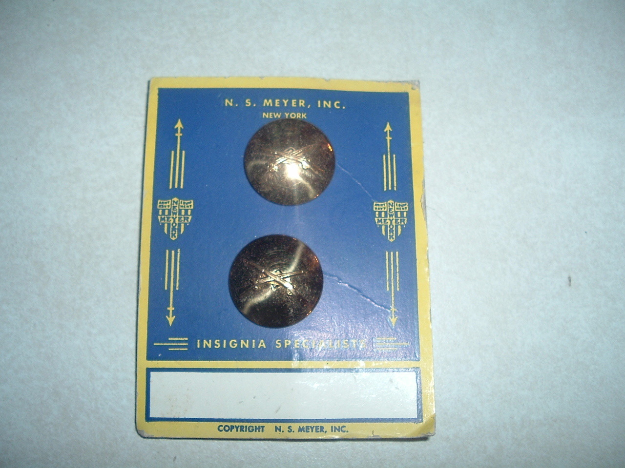 GENUINE US MILITARY DUI CREST INSIGNIA COLLAR DISK SET OF 2 INFANTRY CROSS RIFLE