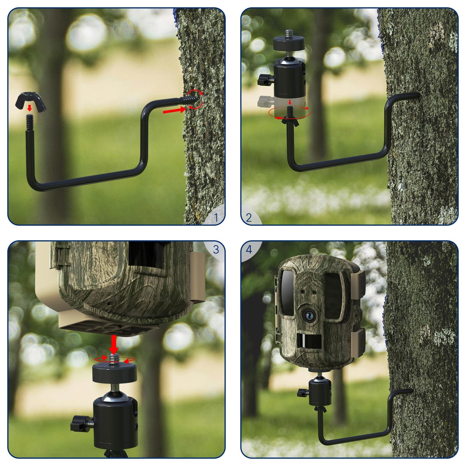 Trail Camera Tree Mount: 360 Degrees Adjustable Game Camera Mount with 1/4 in...