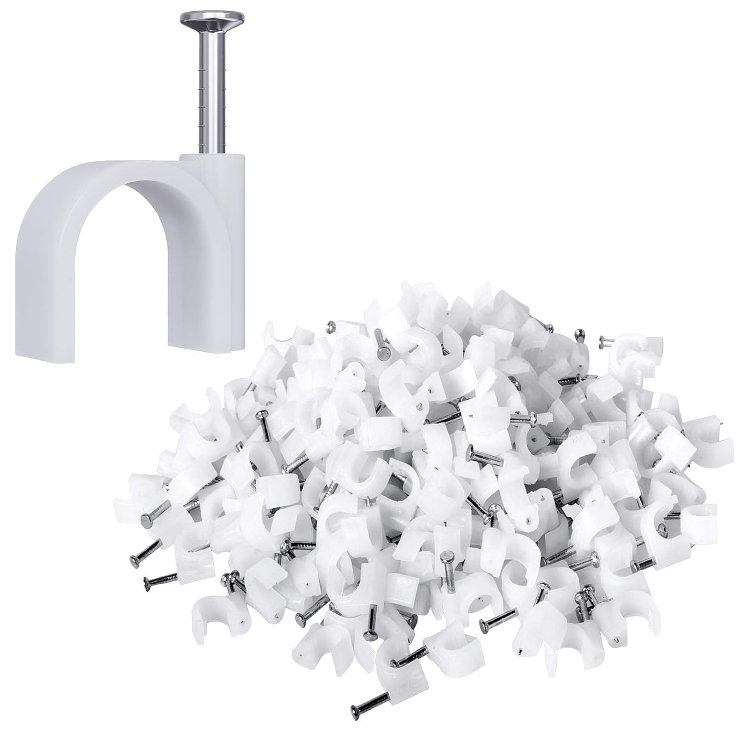 200 Pcs Nail in Cable Clips, Ethernet Cables Wall Clips Cable Straps Cables T.