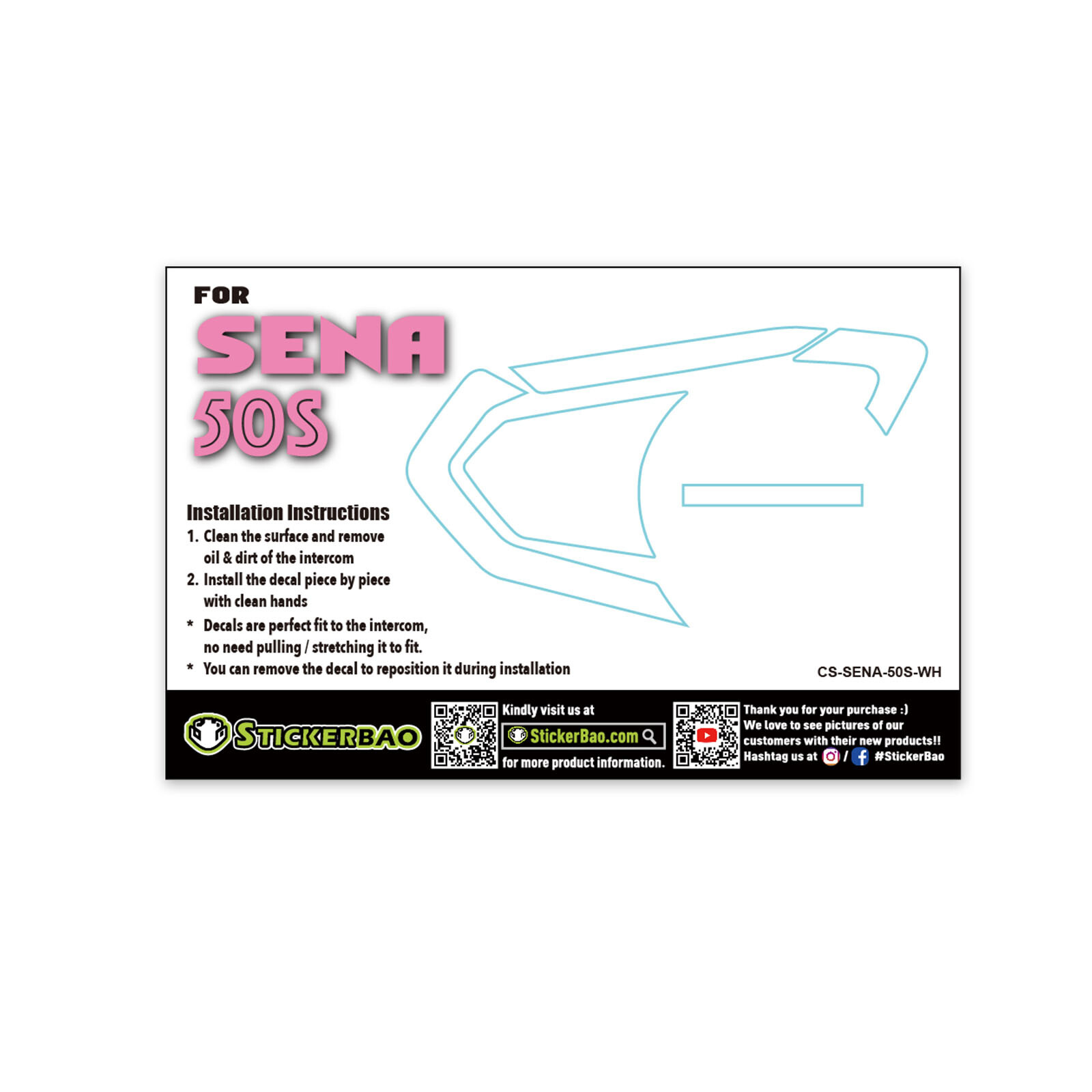 White Device Surface Sticker For SENA 50S Intercom x1