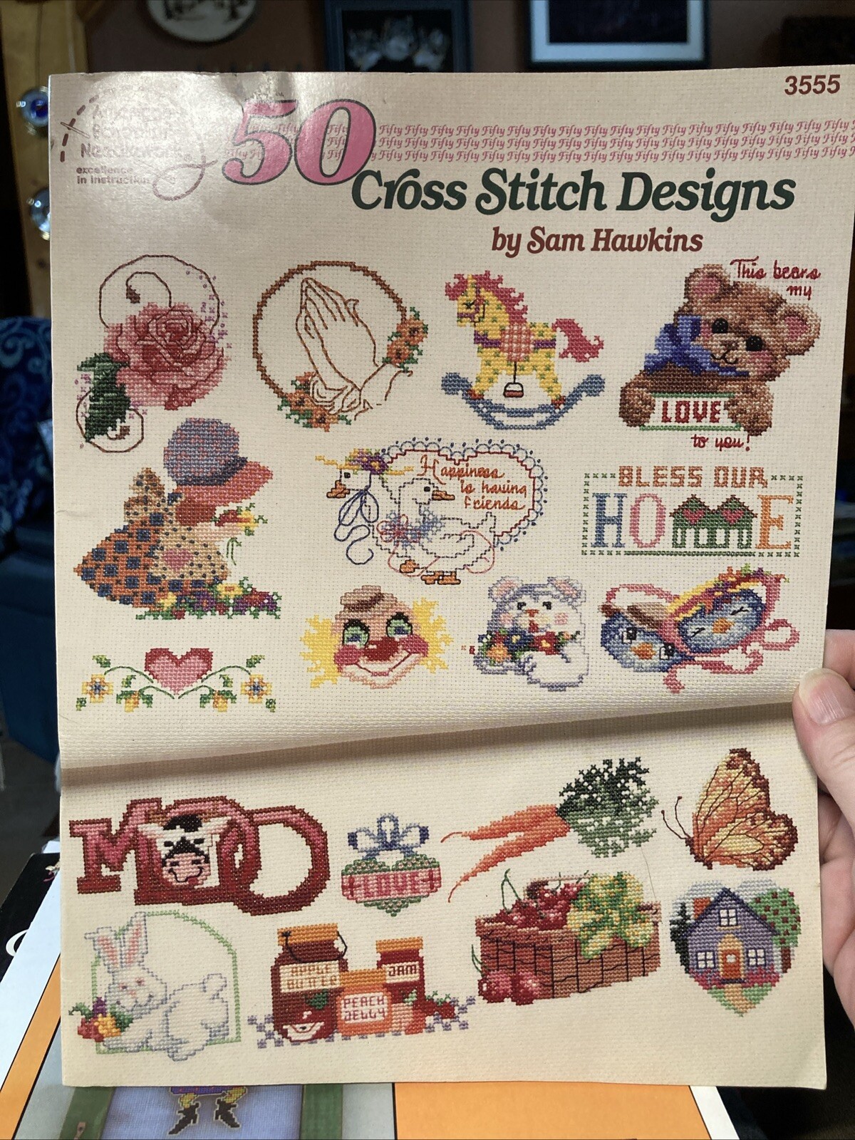 50 CROSS STITCH DESIGNS by Sam Hawkins 1990 American School of Needlework