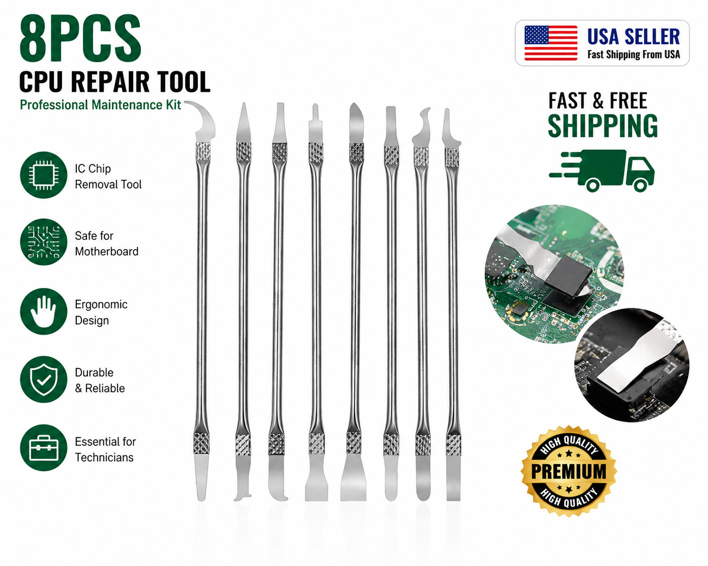 8pcs IC Chip Removal Tool CPU Remover fits for Phone Chip Repair Knife Set