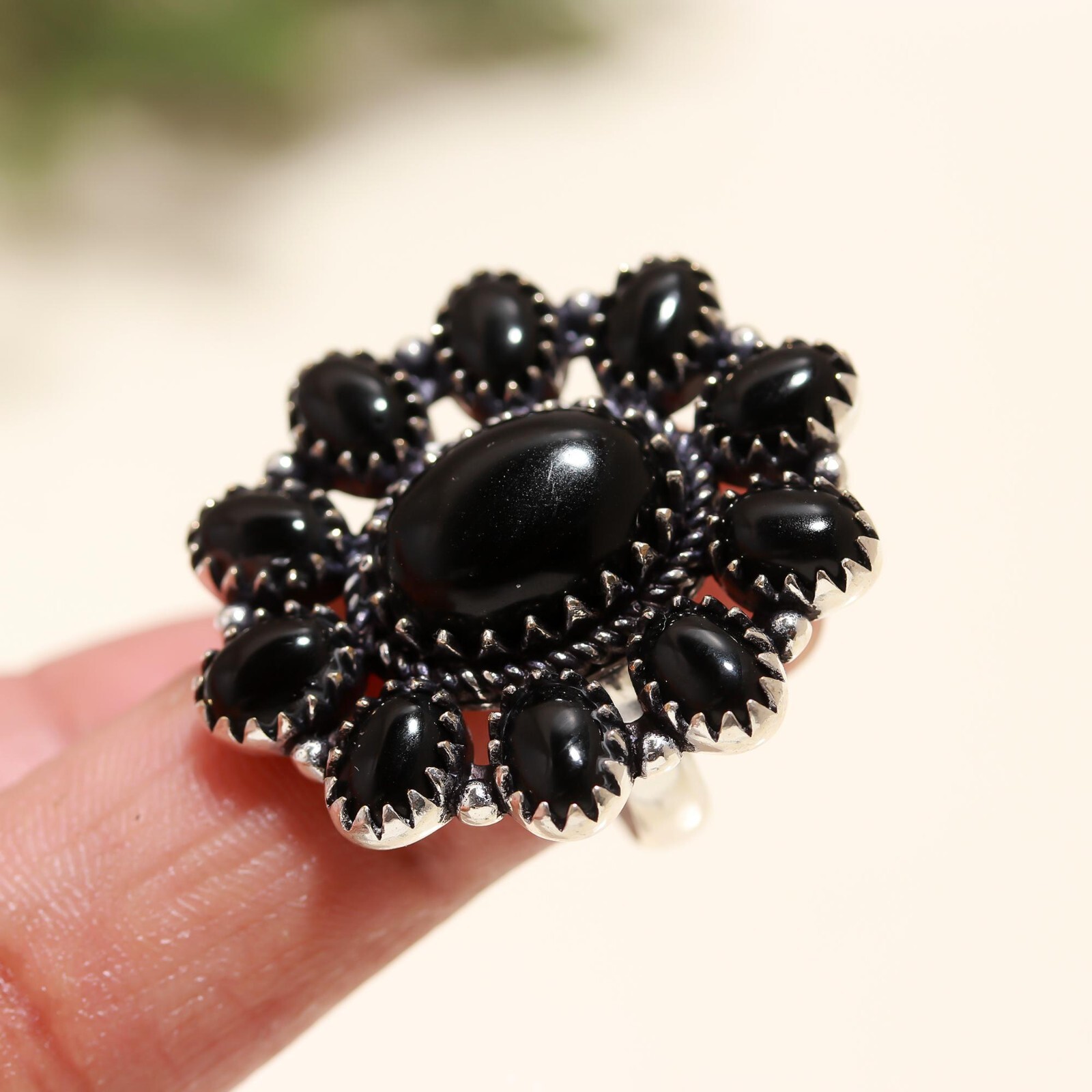 Solid Black Onyx Gemstone Ring Jewelry 925 Sterling Silver Gift For Valentin day