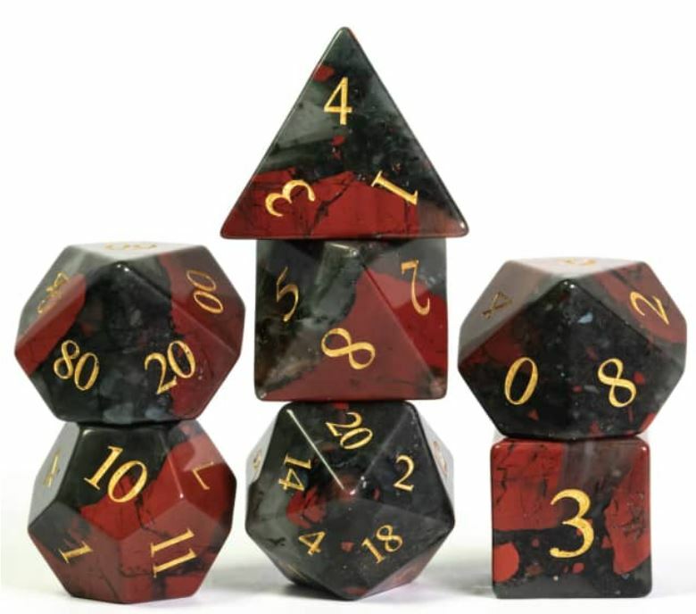 Bloodstone Gemstone Dice Set Poly RPG DnD Dungeons Dragons AD&D Pathfinder 2.17
