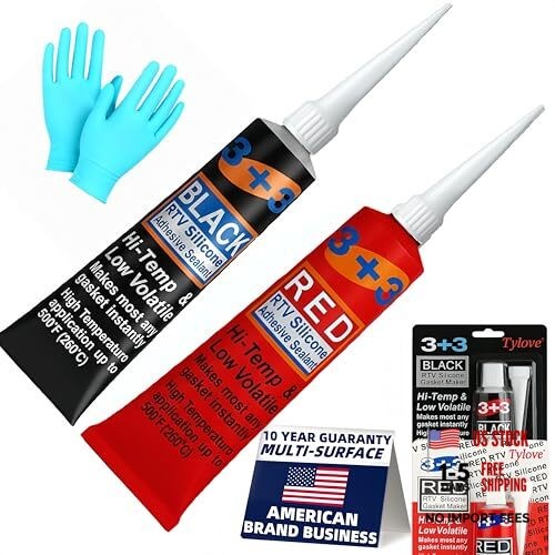 RTV Silicone Gasket Maker - High Temp 590°F Oil Resistant, Black - Black+Red