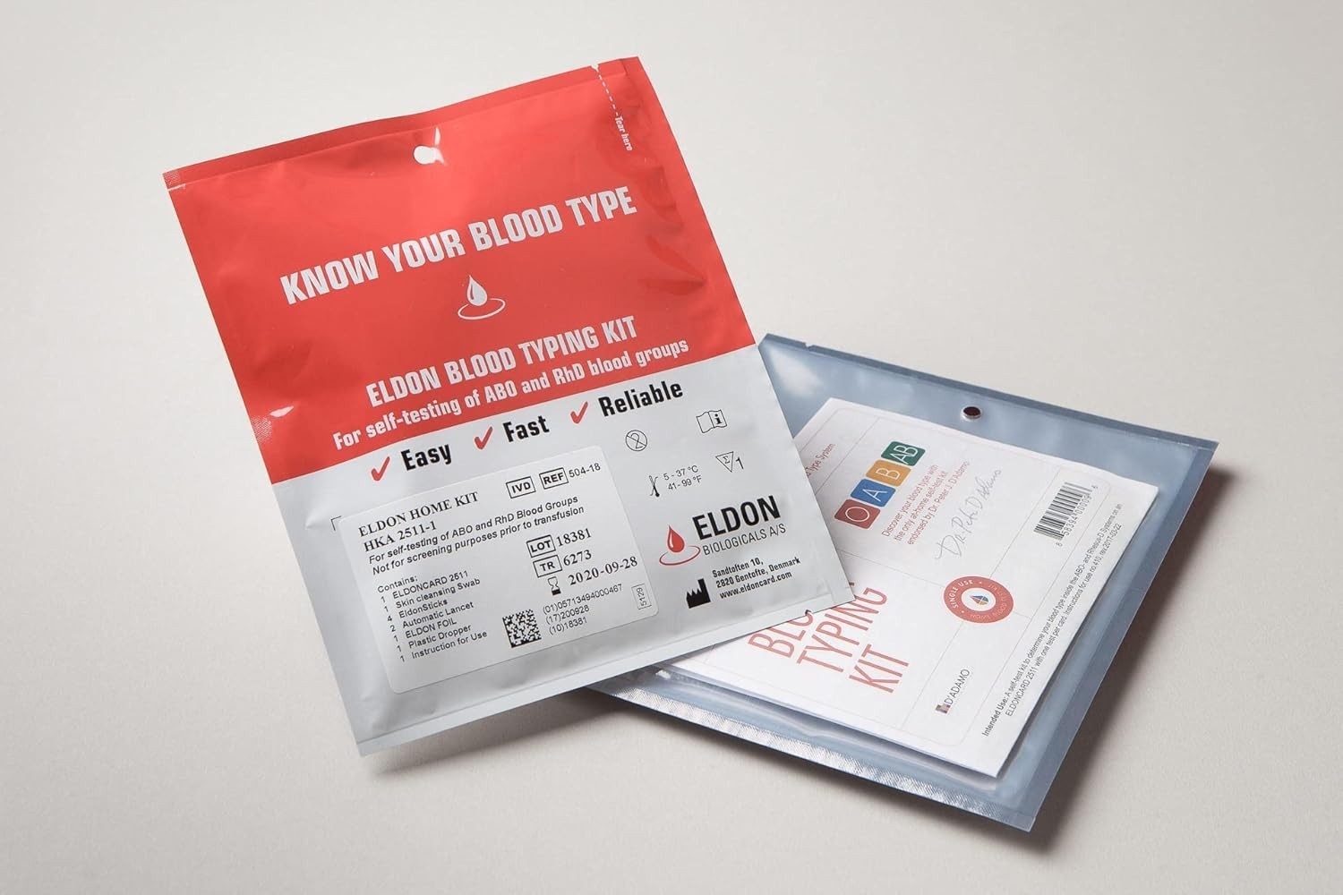 Home Blood Type Kit - Reliable A, B, O, AB & RH- Testing with Quick Results