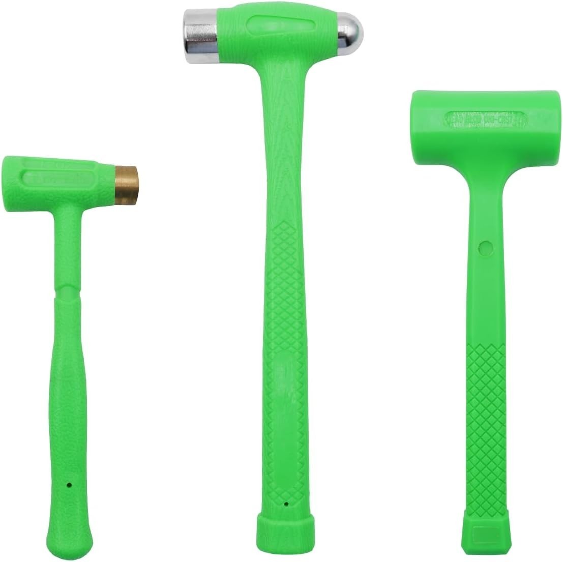 GRIP 3 pc Deadblow Multi-Purpose Hammer Set - 12 oz Brass Hammer, 1 lb Ball P...