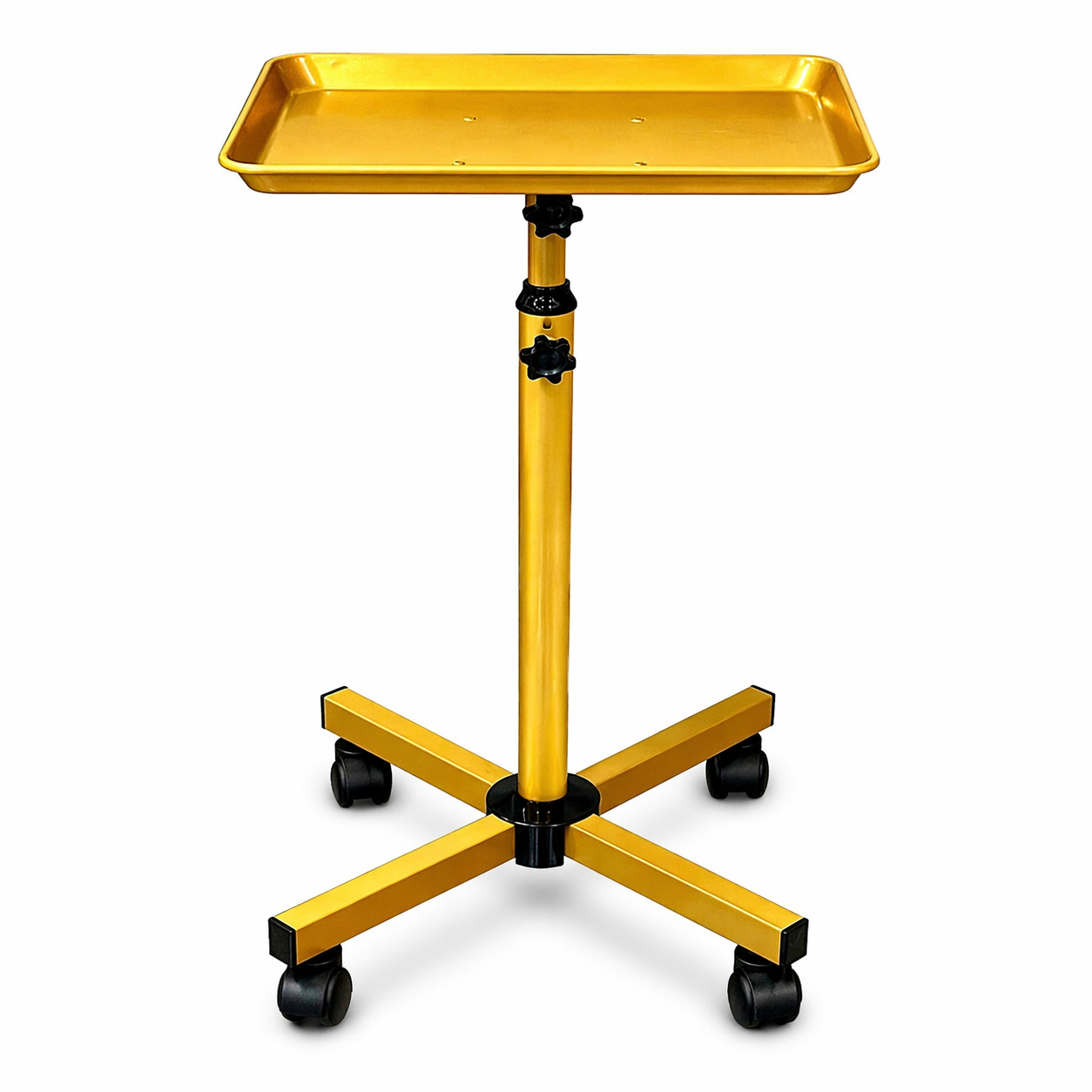 Premium Adjustable Tattoo Tray Stand – Gold Finish with Wheels FJ144-4