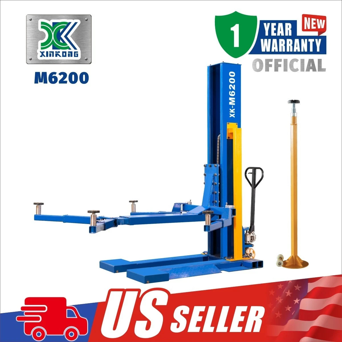 XinKong M6200 220V Single Post Car Lift | Mobile Manual Unlock Auto Repair Tool