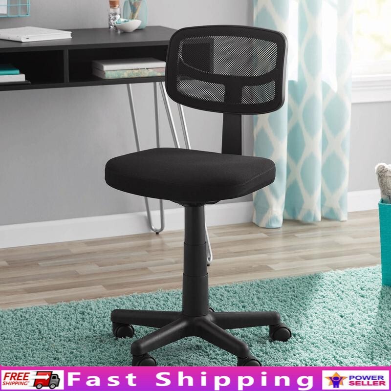 Mesh Task Chair Adjustable Height Padded Seat Durable Caster Wheels Office Black