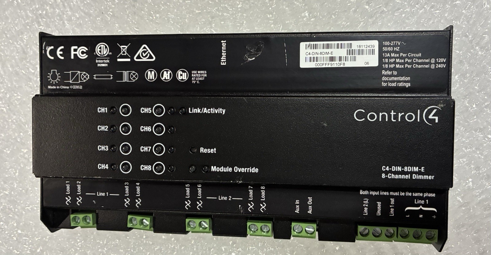 Control 4 C4-DIN-8DIM-E, 8 Channel Dimmer Module - PreOwned