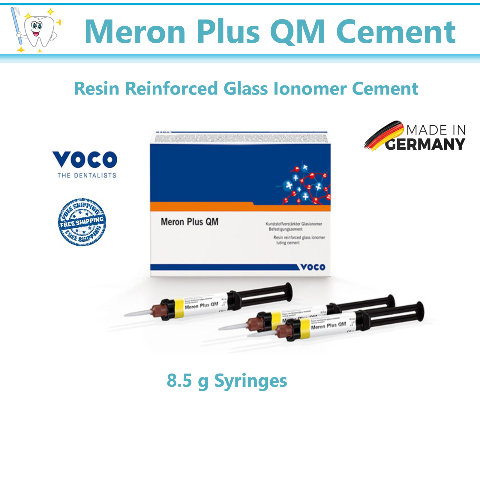 Meron Plus QM Resin Reinforced Glass Ionomer Cement 8.5gm Syringe Select QTY USA